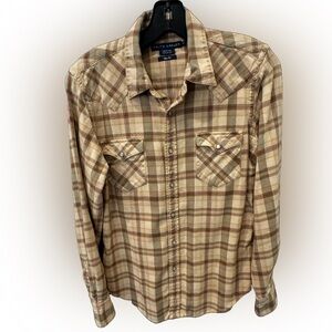 Ralph Lauren Plaid Button Down Shirt - Brown and Cream